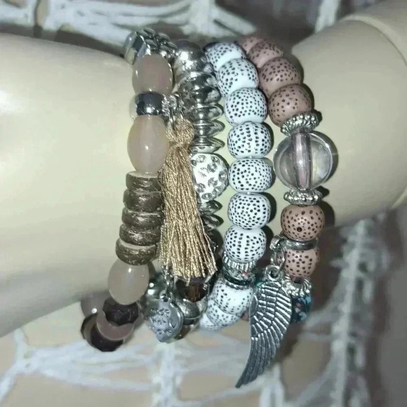 Source Unknown Jewelry - Bracelet 4 pcs set volcano stone